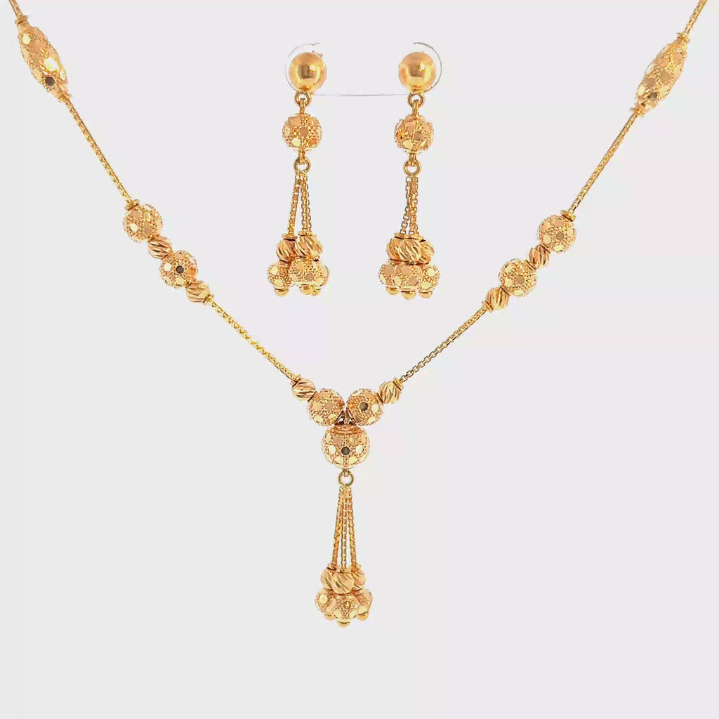 22K Elegant Yellow Gold Graduated Bead Necklace