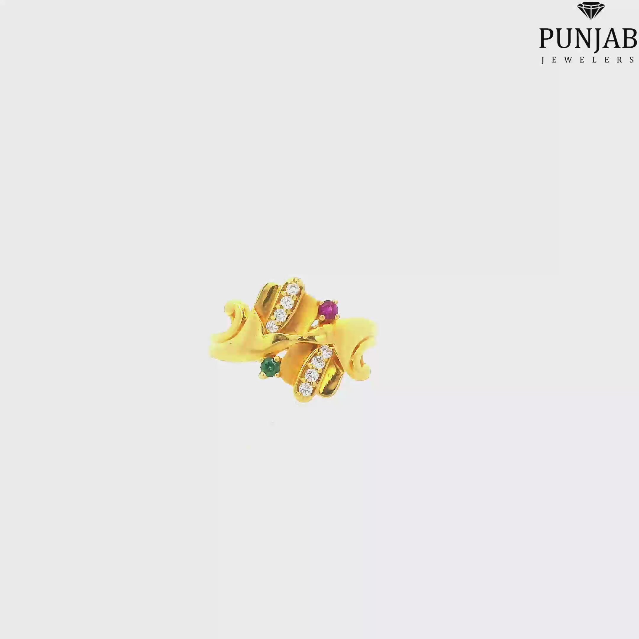 22K Yellow Gold Fancy Ring with Cubic Zirconia