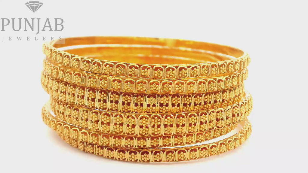 22K Yellow Gold Traditional Bangles Set – Timeless Heritage Elegance
