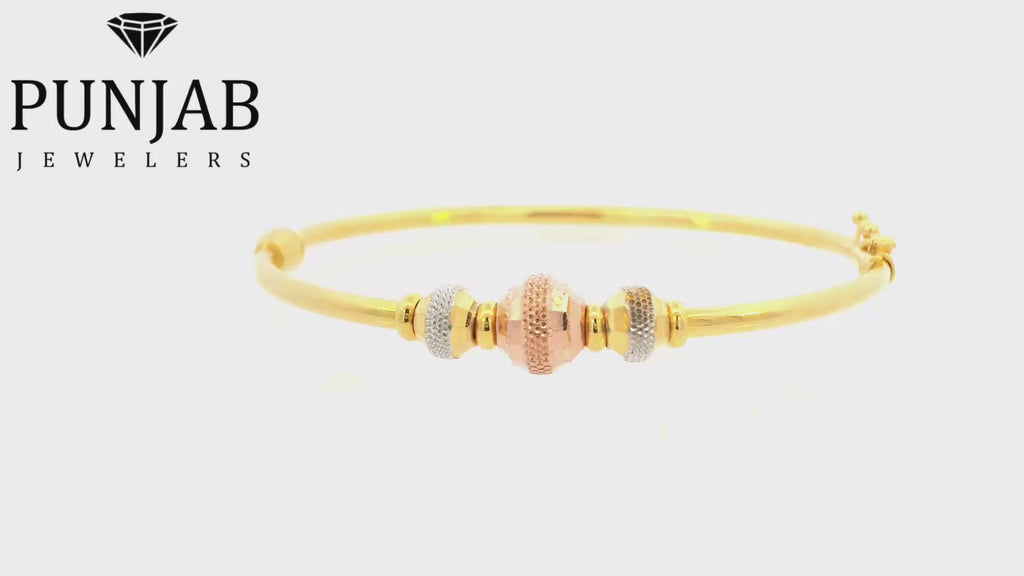 22K Three-Tone Gold Bangle