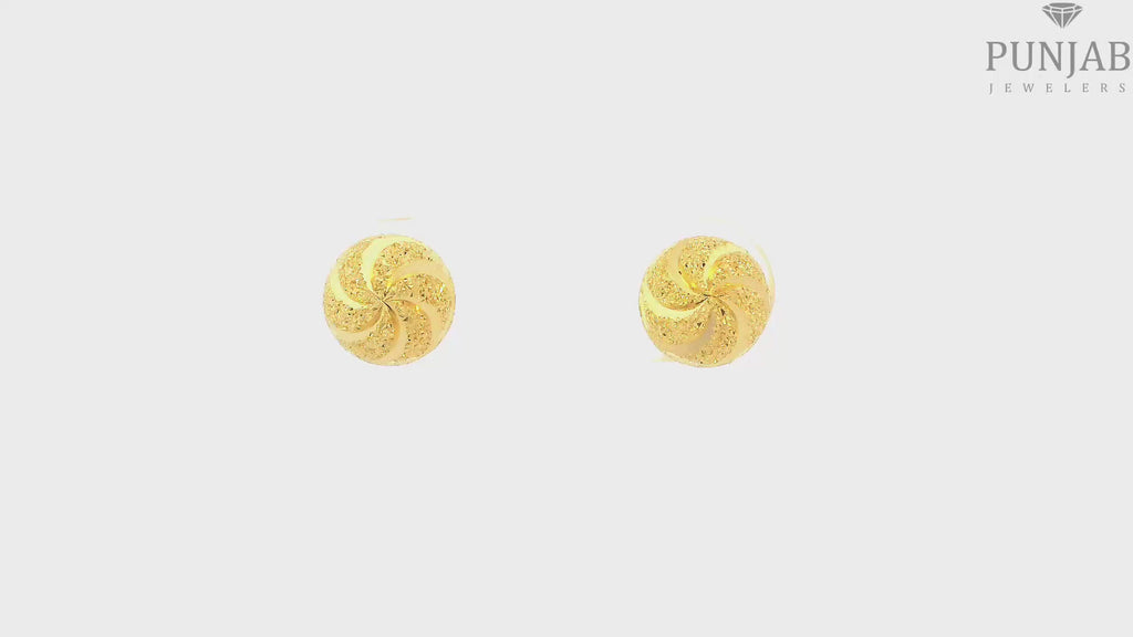 22K Yellow Gold Fancy Stud Earrings with Push Back