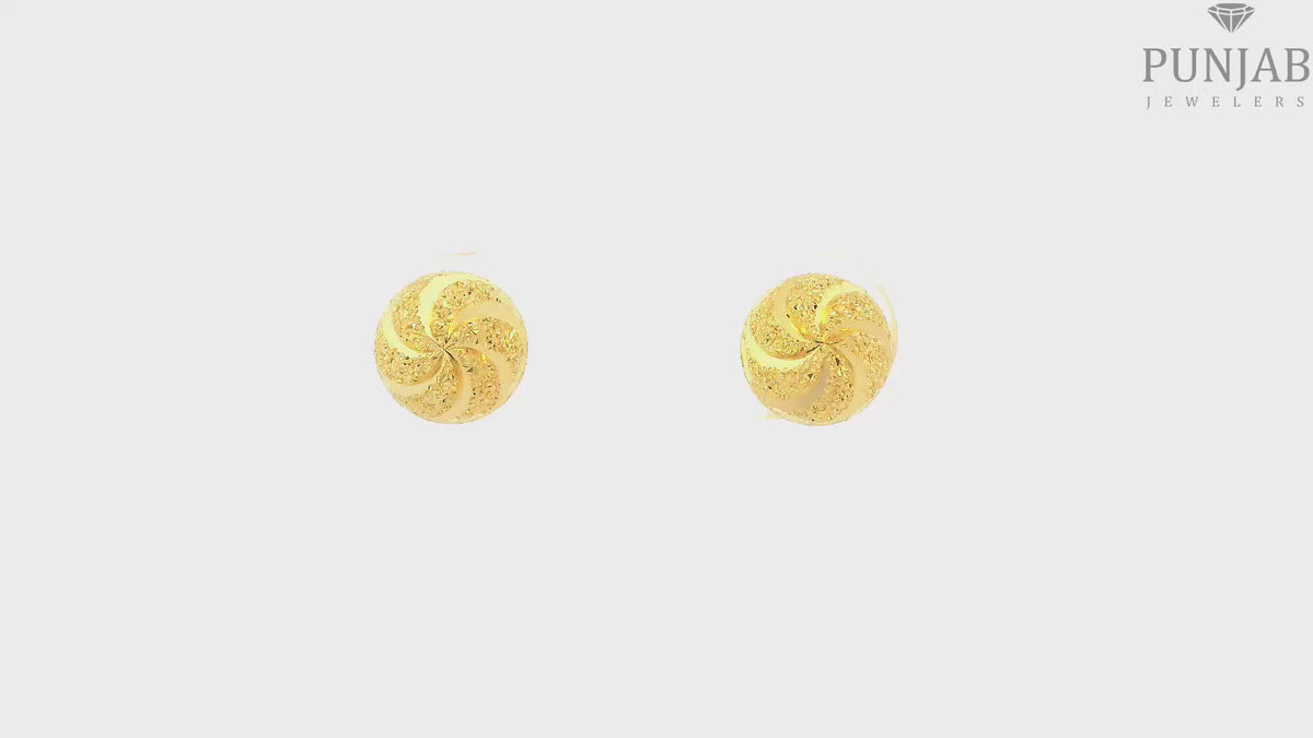 22K Yellow Gold Fancy Stud Earrings with Push Back