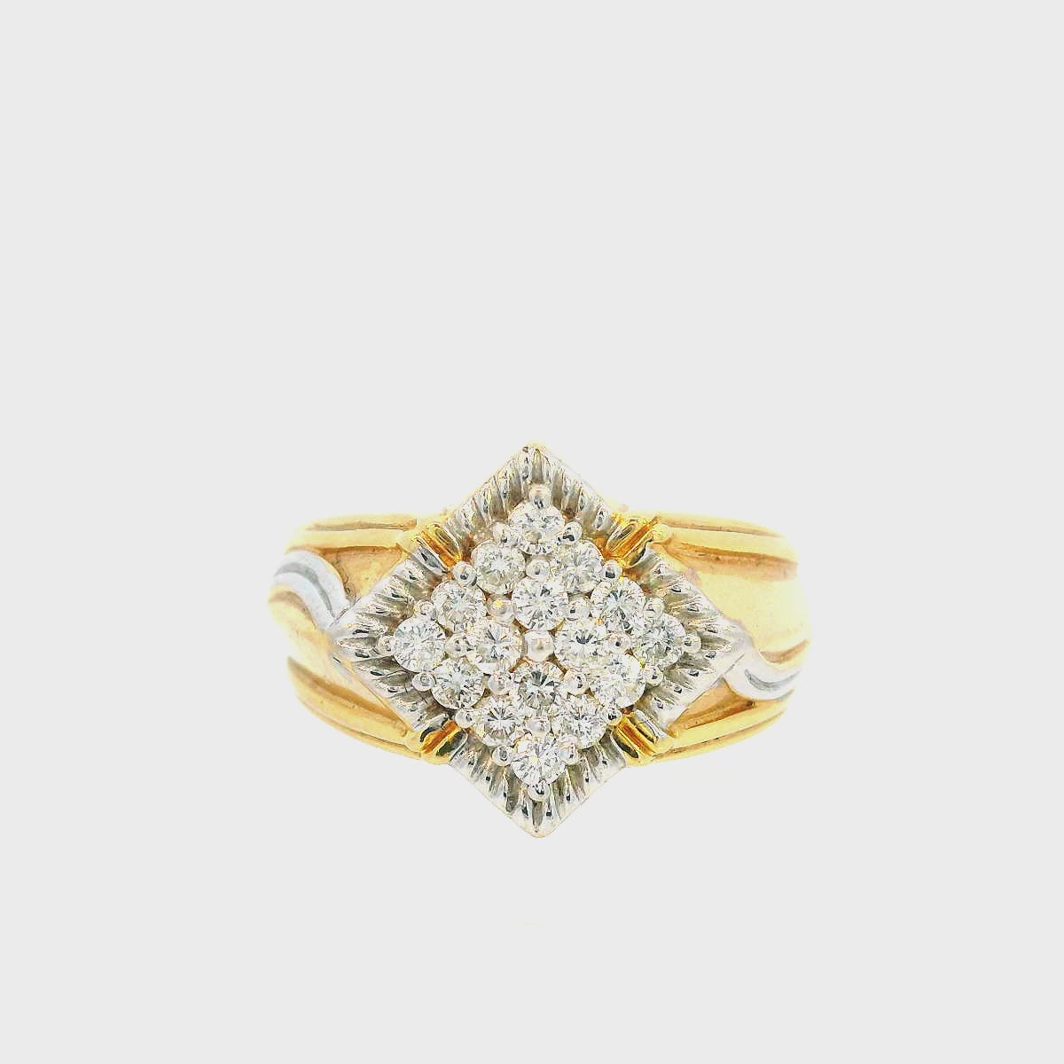14K Yellow and White Gold Diamond Ring with 0.58 CT Diamond