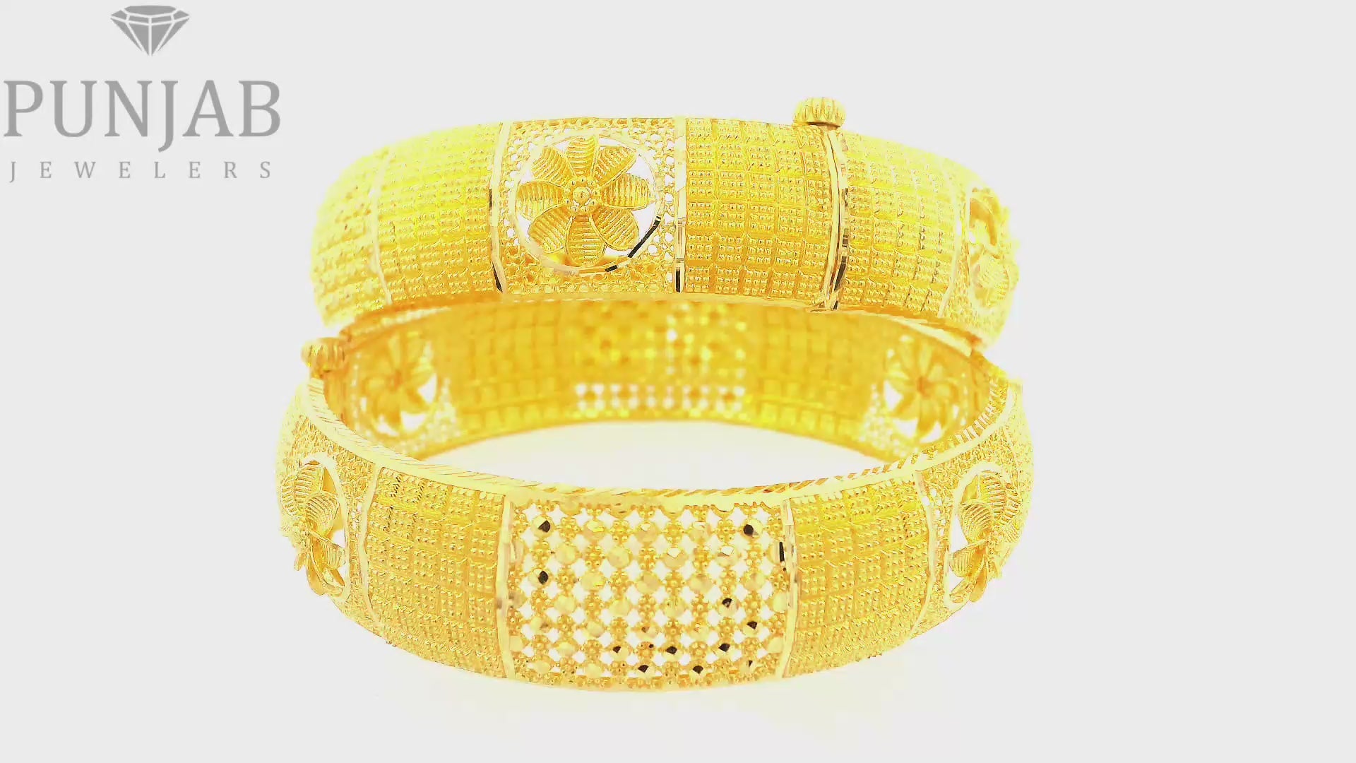 22K Yellow Gold Traditional Screw Open Bangles – Classic Heritage Design