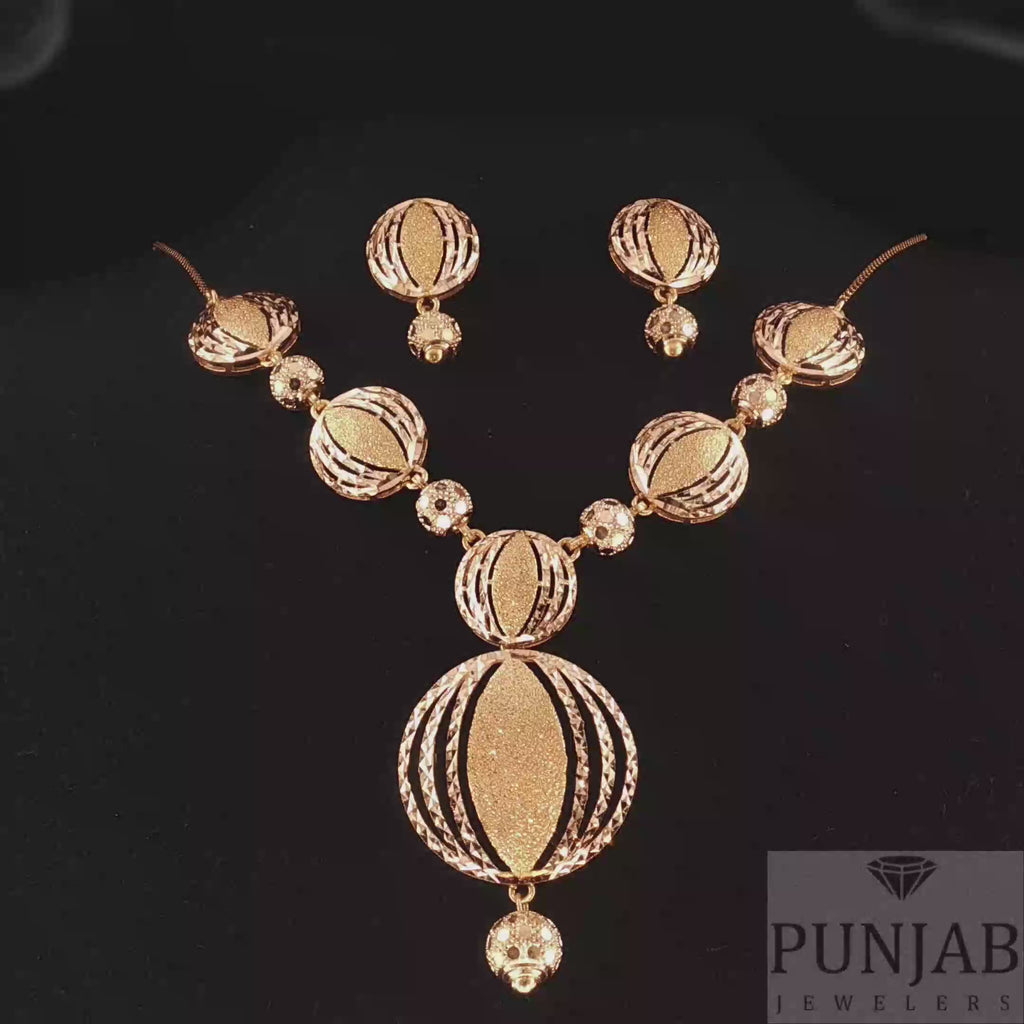 22K Polished Yellow Gold Beaded Strand Necklace