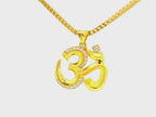 22K Yellow Gold OM Symbol Pendant with Cubic Zirconia