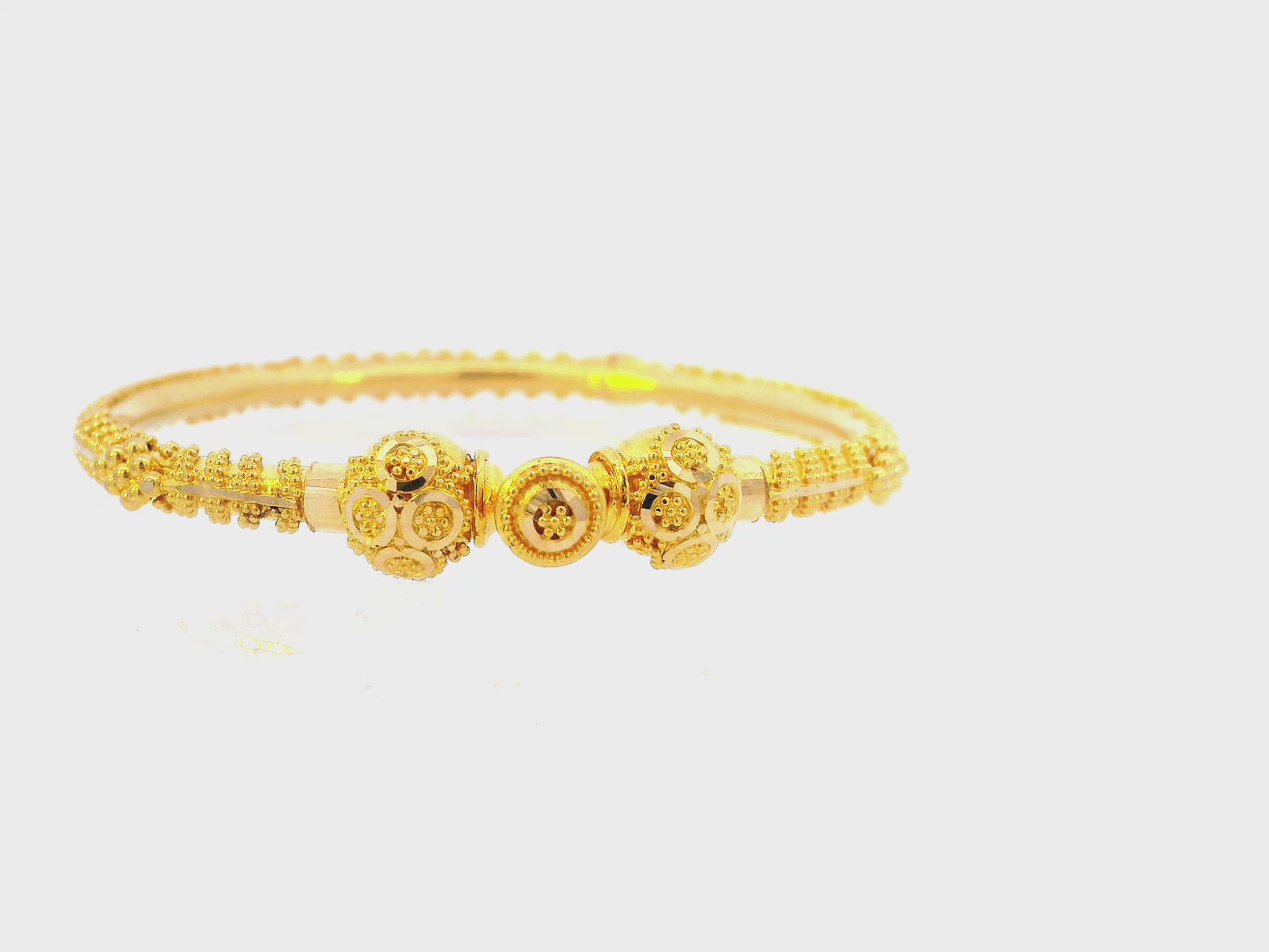 22K Yellow Gold Screw Bangles with Intricate Detailing