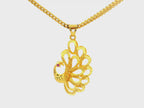 22K Yellow Gold Peacock Pendant with Decorative Feather Design