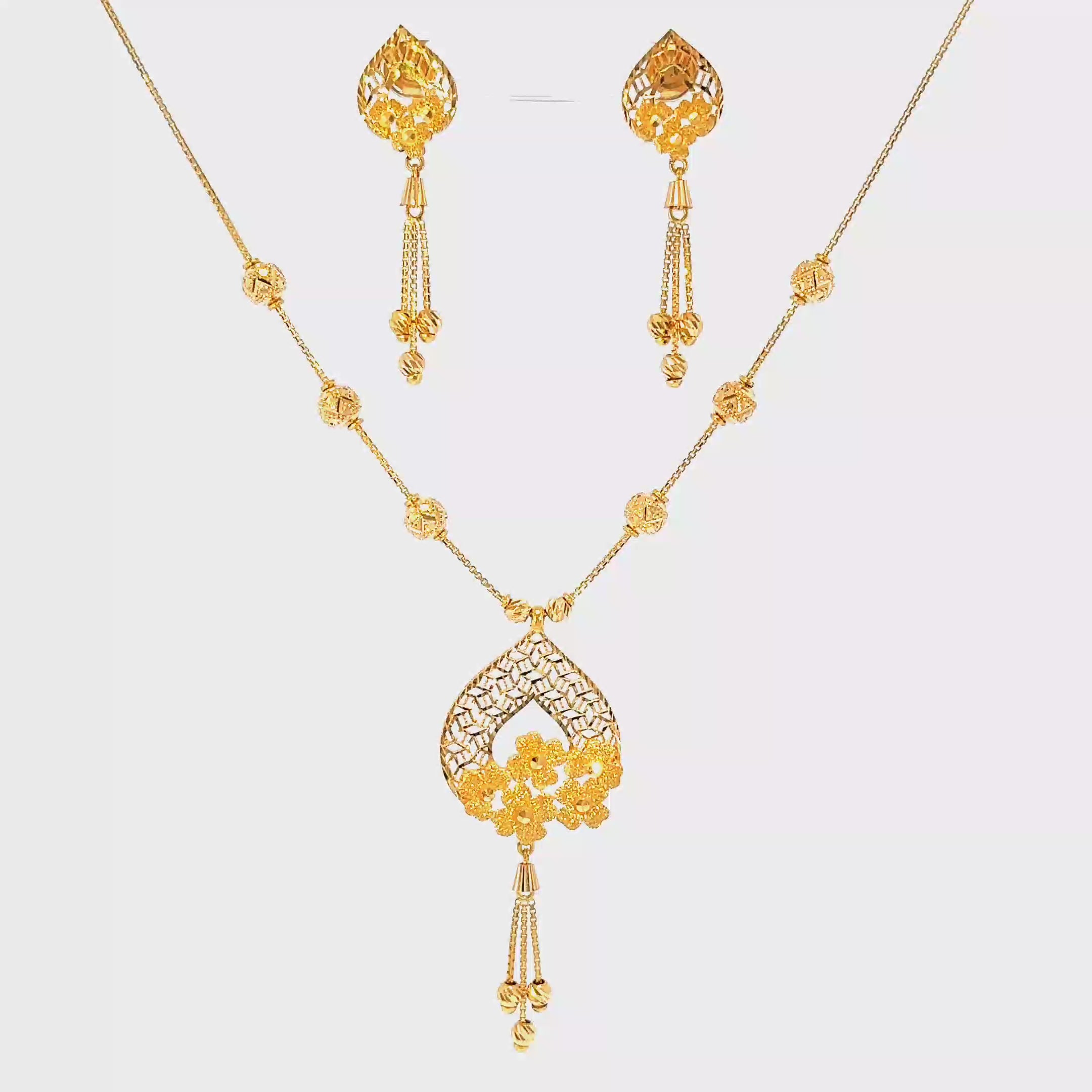 22K Minimalist Graduated Yellow Gold Beaded Strand Necklace