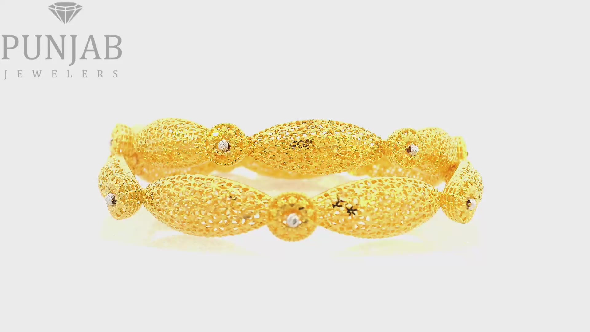 22K Yellow Gold Fancy Bangles – Stylish Statement Design