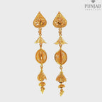 22K Yellow Gold Hanging Earrings with Screw Back